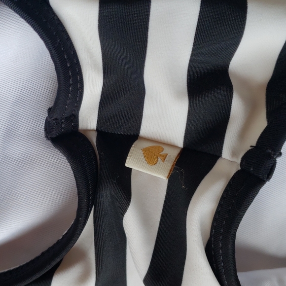 KATE SPADE New York Girls Striped Side Cutout 1 PC Swimsuit Black White sz 12 - Picture 9 of 13